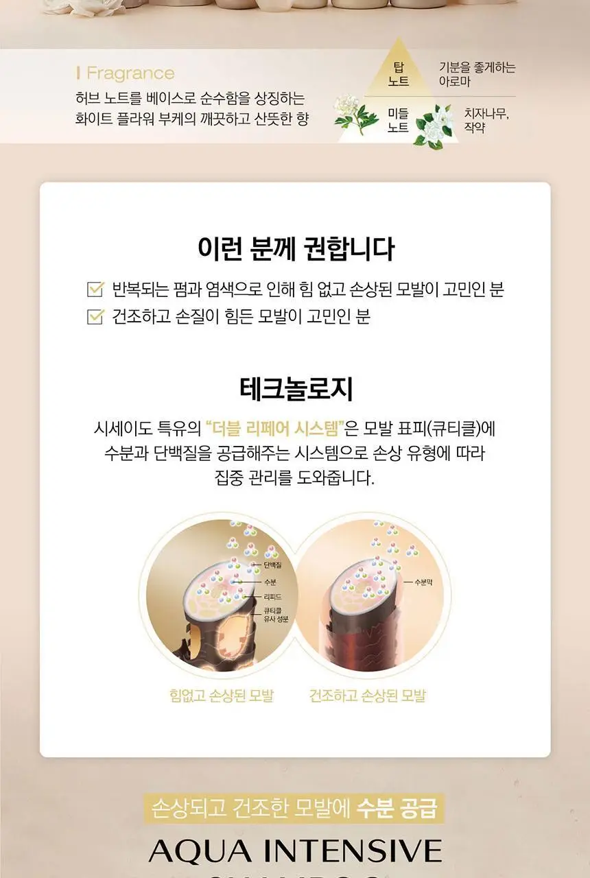 [손상모발용] 시세이도 프로페셔널 서브리믹 아쿠아 인텐시브 샴푸 본품 250ml 상세페이지 6